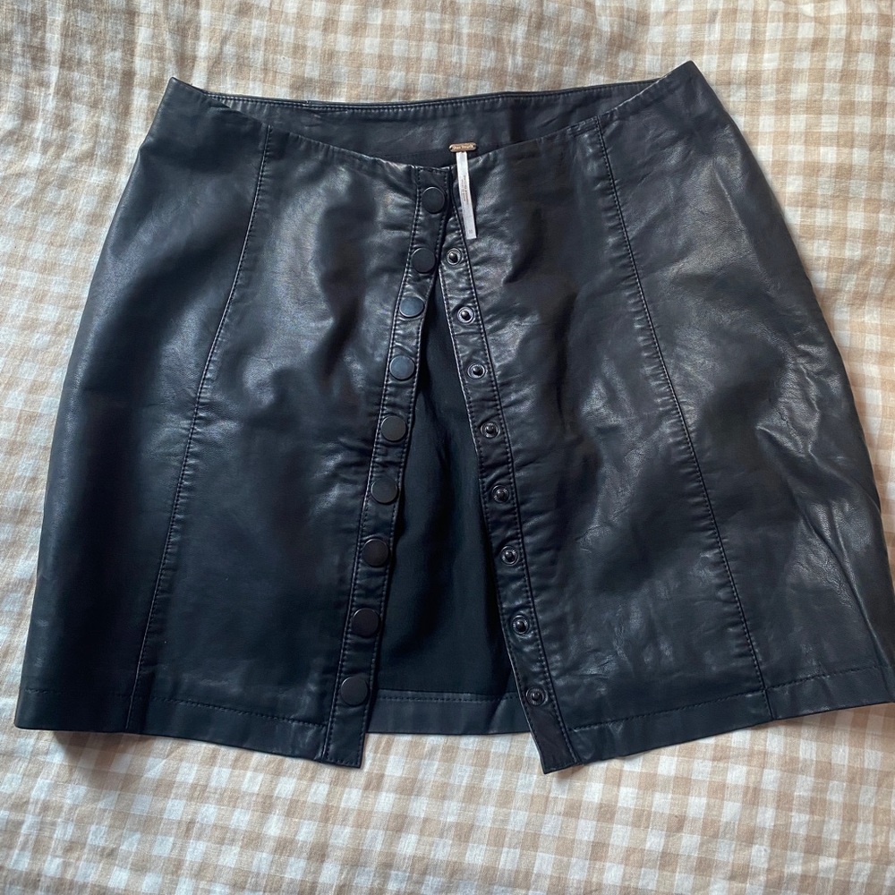 Free People Faux Leather Mini Skirt